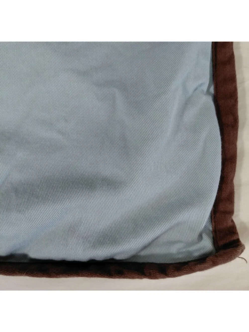 Nautica Home King Pillow Shams Set 2 Blue Brown Trim Cotton Reversible Button
